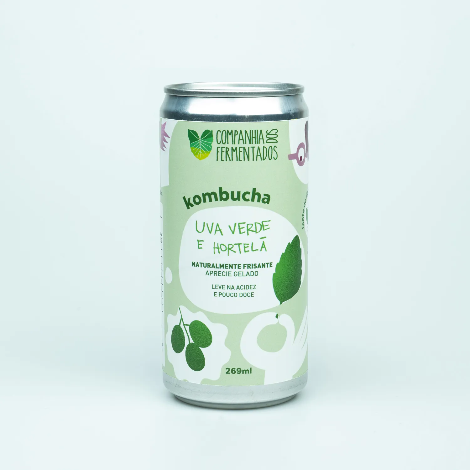 Kombucha de uva verde com hortelã